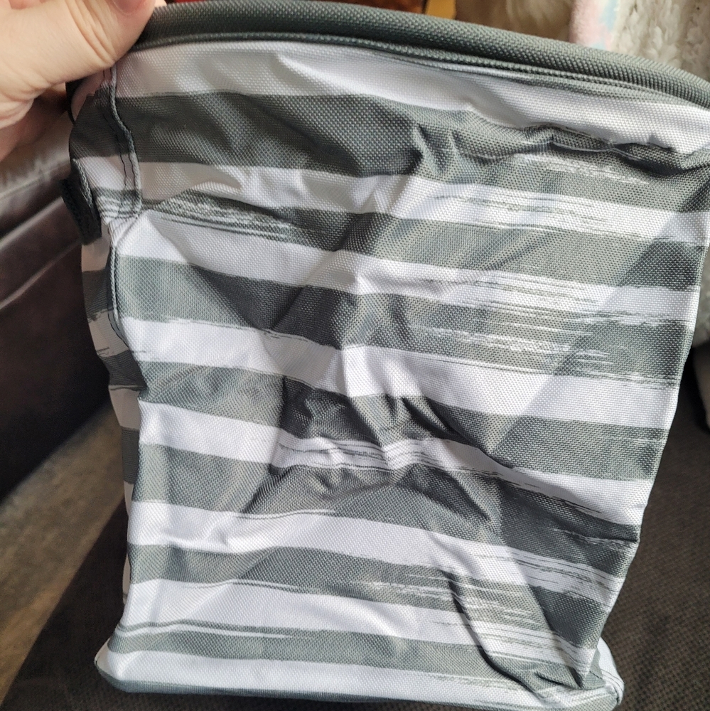 Thirty-One Mini Storage Bin Grey Brush Strokes